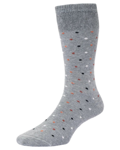 Grey coloured HJ Hall Mini Spot Comfort Top Socks on white background 