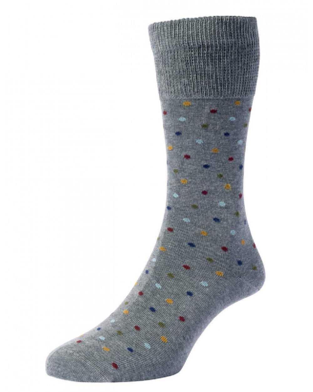 Light Grey coloured HJ Hall Mini Spot Comfort Top Socks on white background 