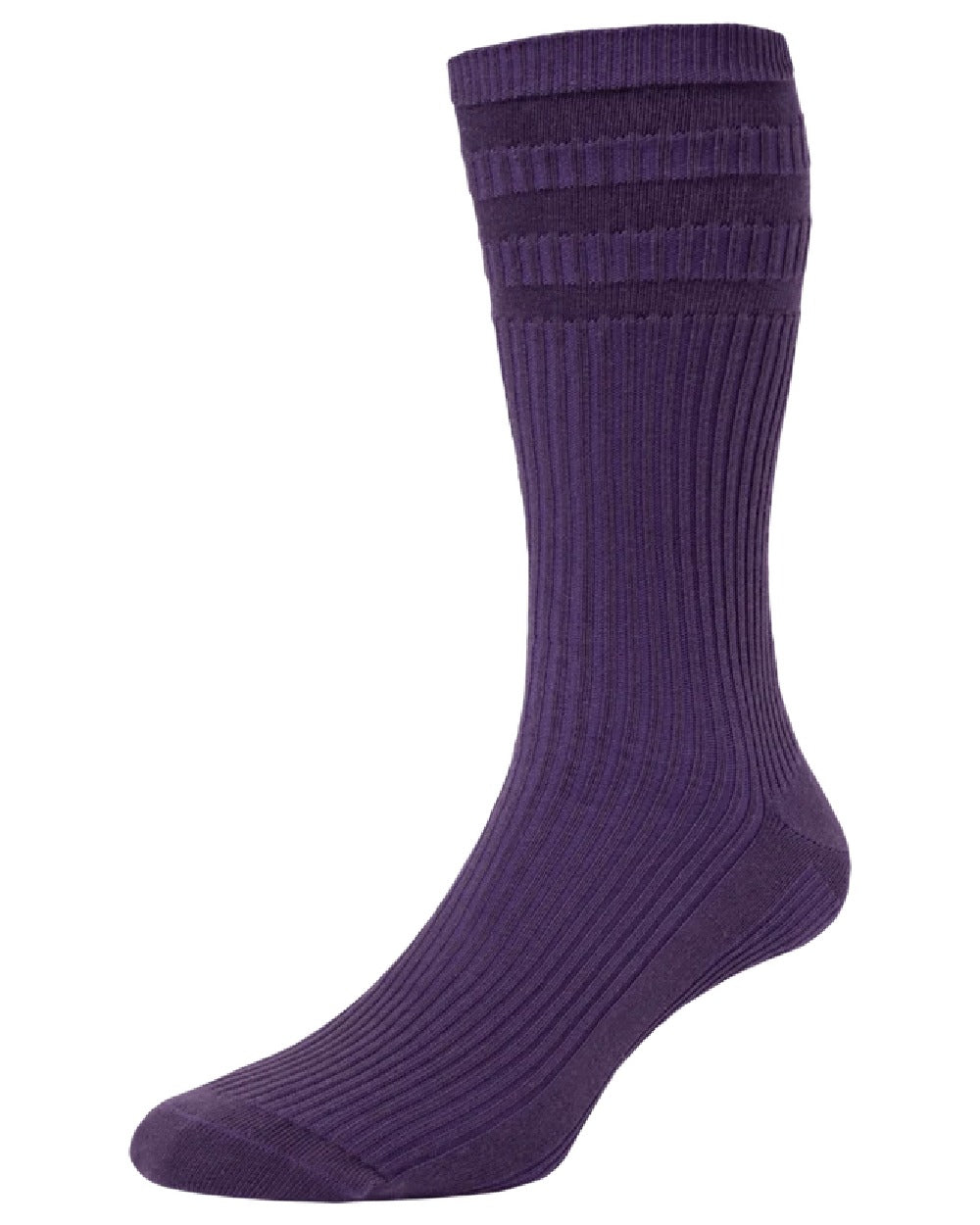 Aubergine coloured HJ Hall Original Cotton Soft Top Socks on white background 