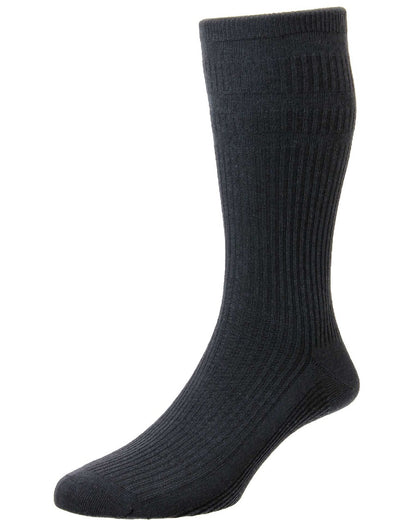 Charcoal coloured HJ Hall Original Cotton Soft Top Socks on white background 