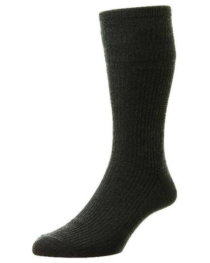 Charcoal coloured HJ Hall Original Wool Soft Top Socks on white background 