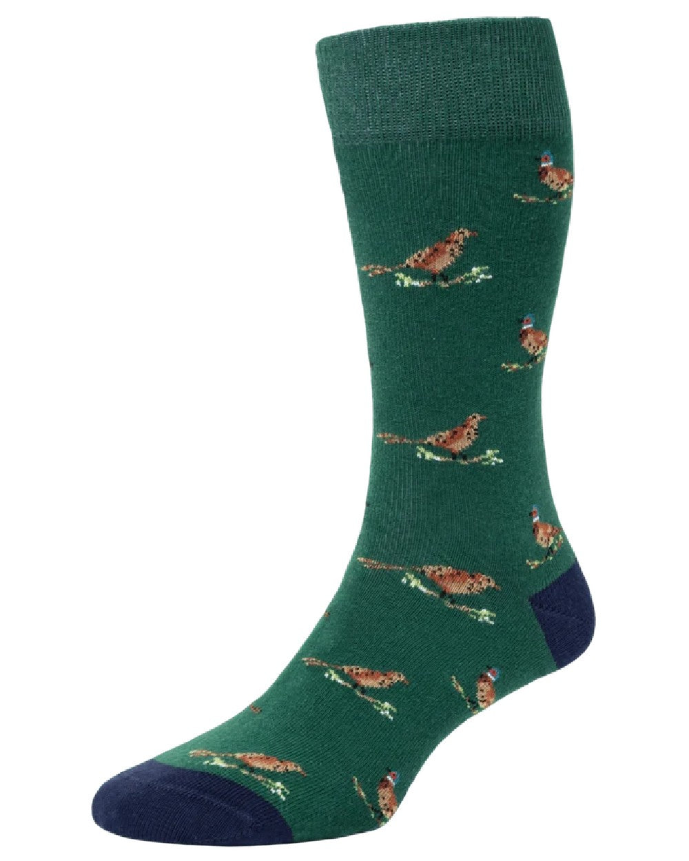 Green Coloured HJ Hall Pure Cotton Rib Socks on white background 