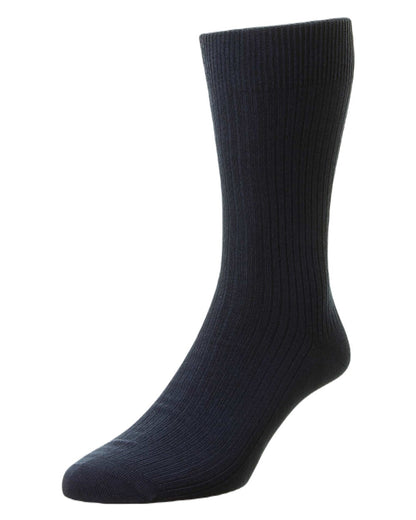 Navy Coloured HJ Hall Pure Cotton Rib Socks on white background 