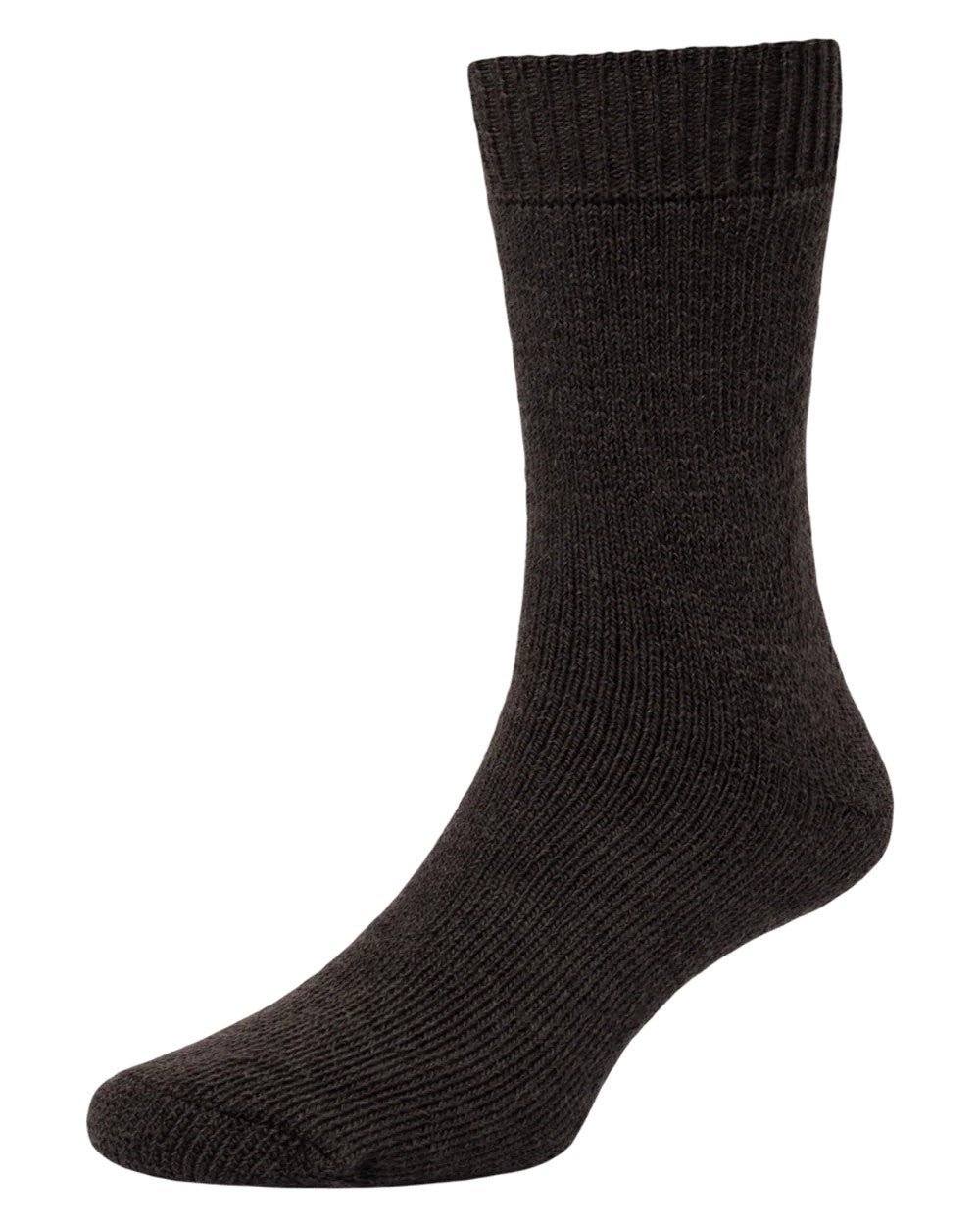 Dark Brown HJ Hall Rambler Cushioned Wool Sock on white background 