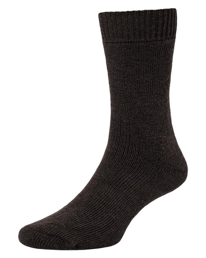Dark Brown HJ Hall Rambler Cushioned Wool Sock on white background 