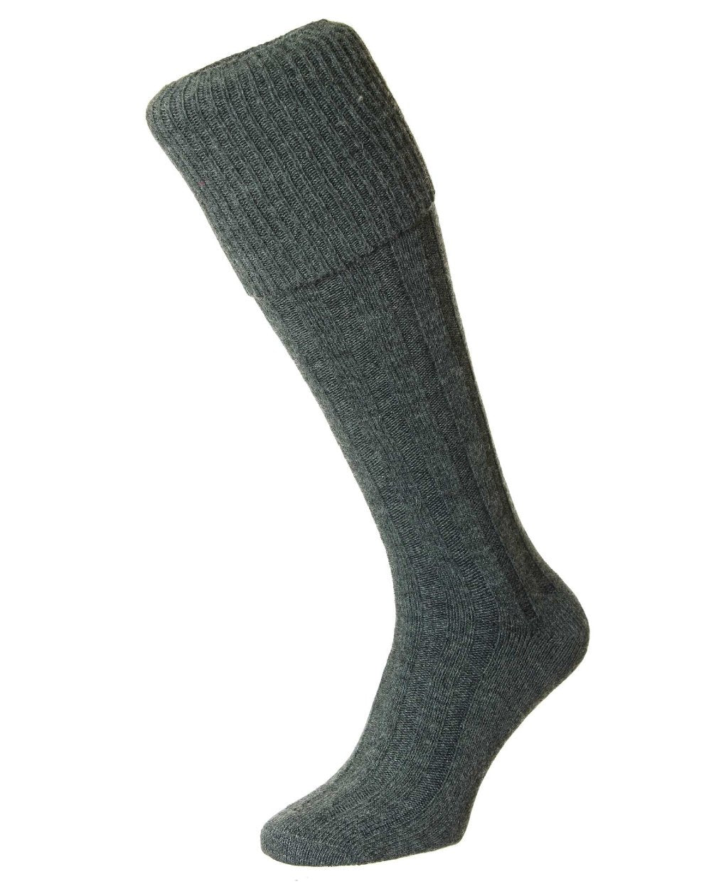 Light Grey coloured HJ Hall Ribbed Stripe Economy Kilt Socks on white background 