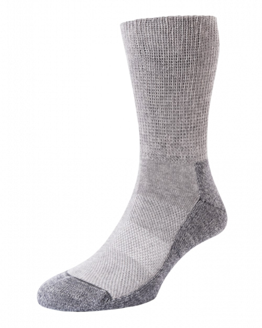 Light Grey coloured HJ Hall Technical Rambler All Season Comfort Cotton &amp; Wool Blend Socks on white background 