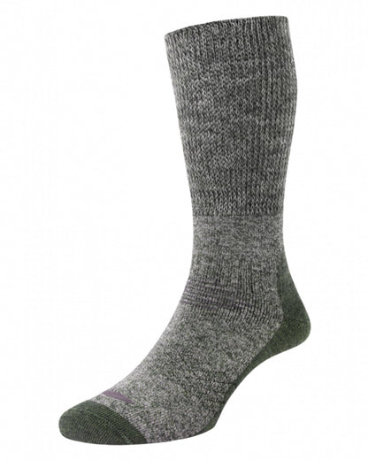 Green coloured HJ Hall Technical Rambler Comfort Top Thermal Wool Socks on white background 