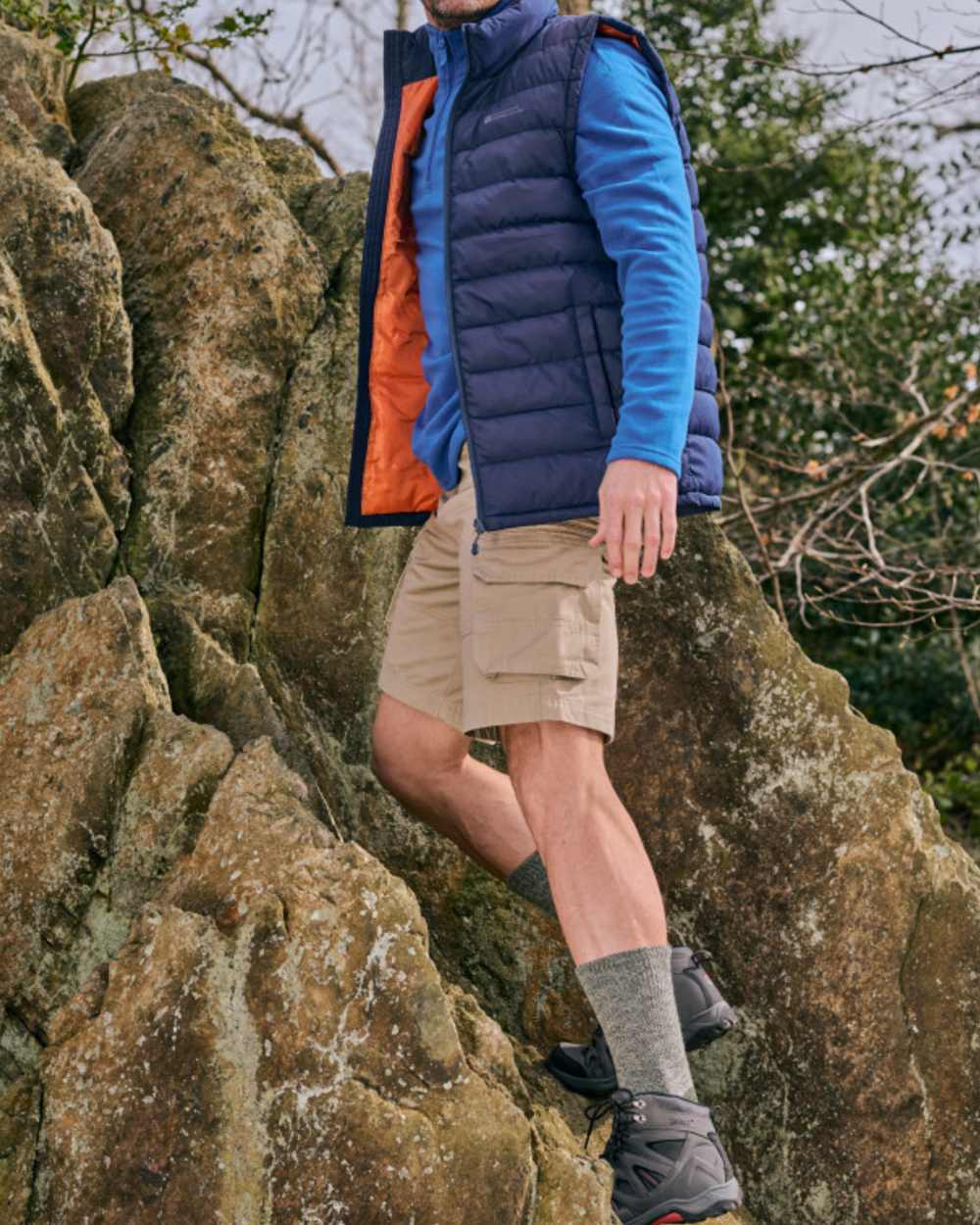 Green coloured HJ Hall Technical Rambler Comfort Top Thermal Wool Socks on mountain background 