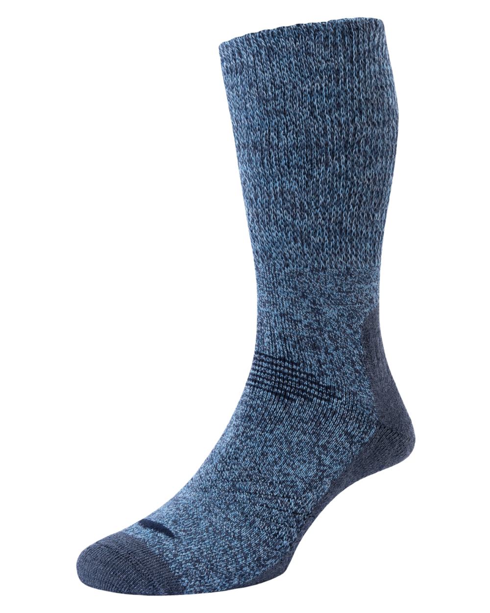 Navy coloured HJ Hall Technical Rambler Comfort Top Thermal Wool Socks on white background 