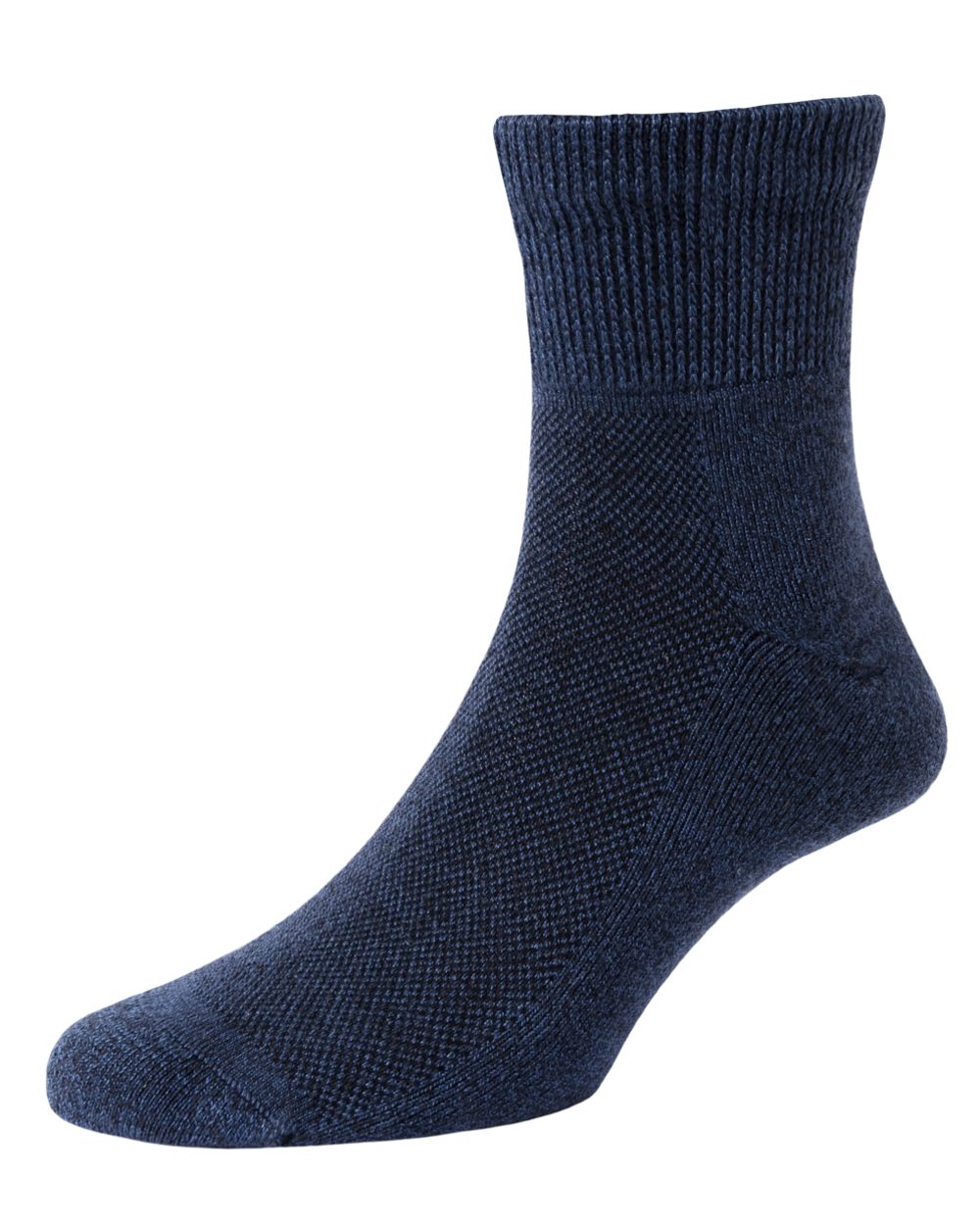 Navy coloured HJ Hall Temperature Comfort Coolmax Fibre Bamboo Socks on white background 