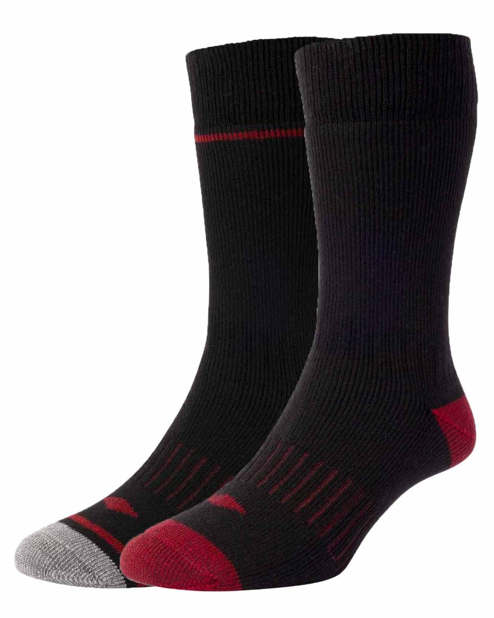 Black Grey coloured HJ Hall Brushed Thermal Workwear Sock Twin Pack on white background 