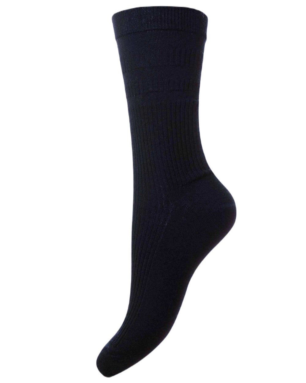Black coloured HJ Hall Womens Original Bamboo Softop Socks on white background 