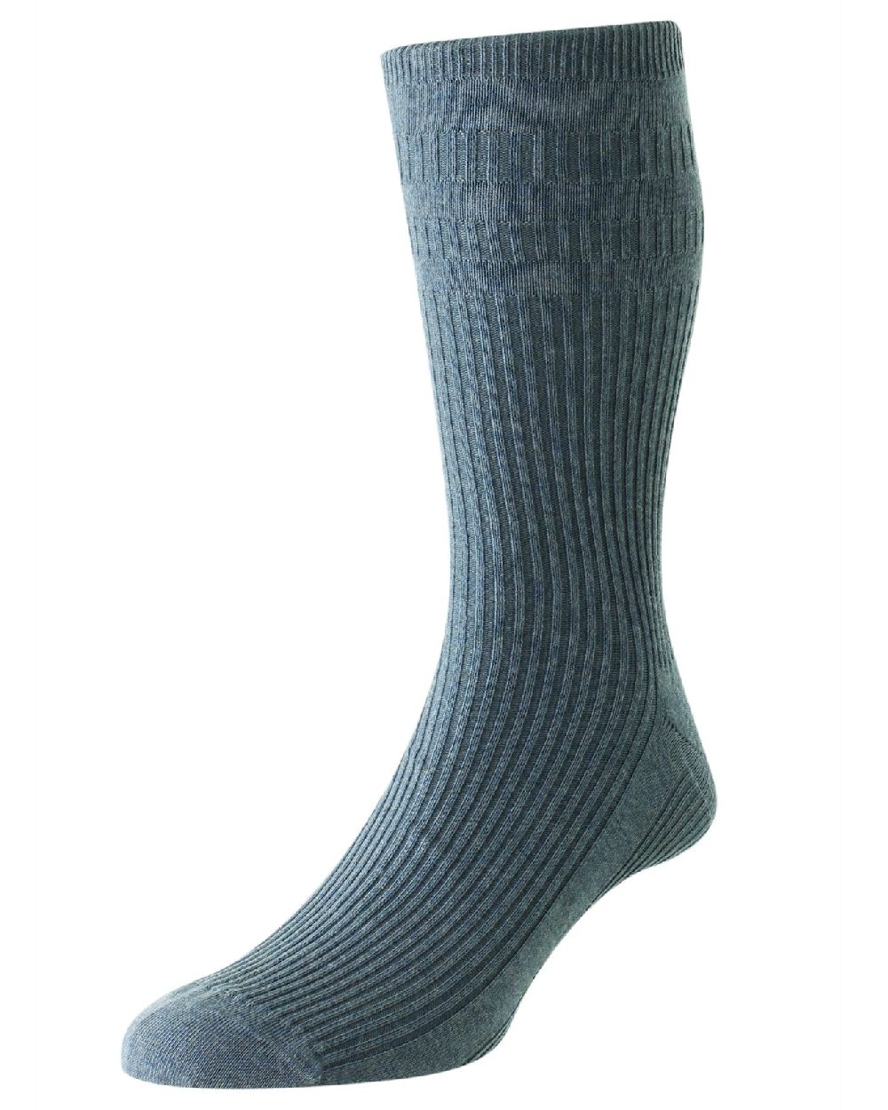 Denim Melange coloured HJ Hall Womens Original Cotton Soft Top Socks on white background 