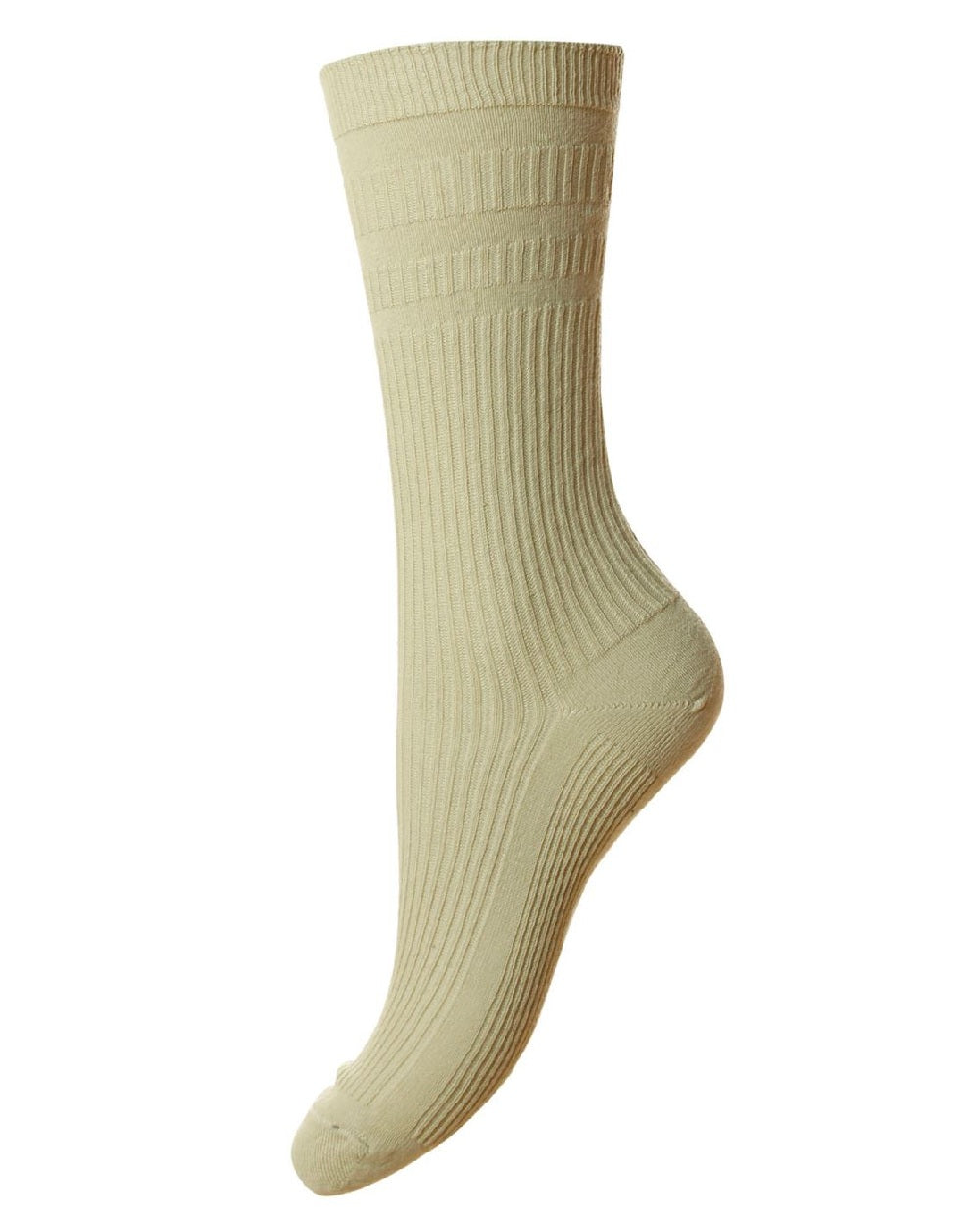 Oatmeal Melange coloured HJ Hall Womens Original Cotton Soft Top Socks on white background 