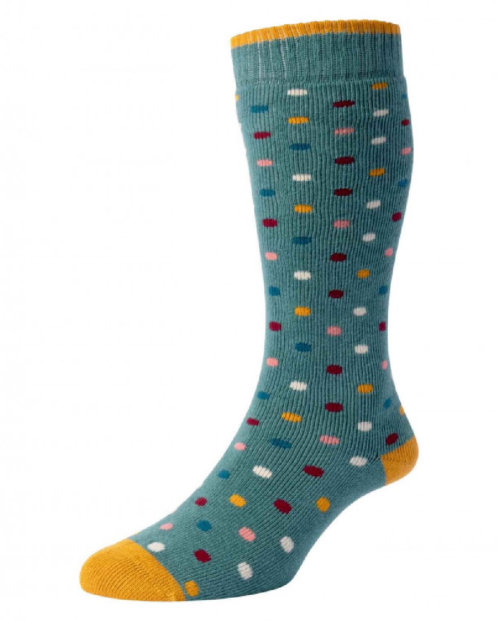 Light Teal coloured HJ Hall Womens Spot Welly Socks on white background 