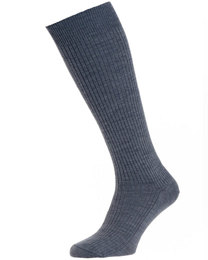 Mid Grey Coloured HJ Hall Wool Rich Immaculate Long Socks on white background 