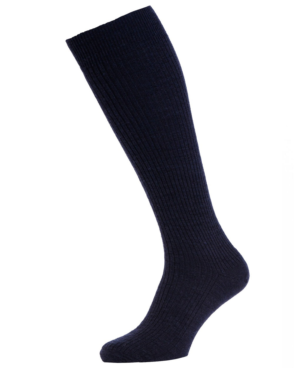 Navy Coloured HJ Hall Wool Rich Immaculate Long Socks on white background 