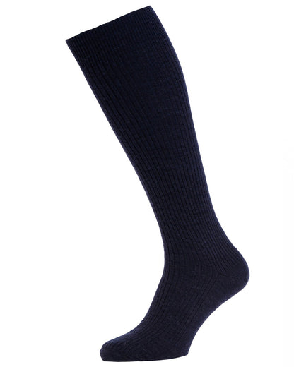 Navy Coloured HJ Hall Wool Rich Immaculate Long Socks on white background 