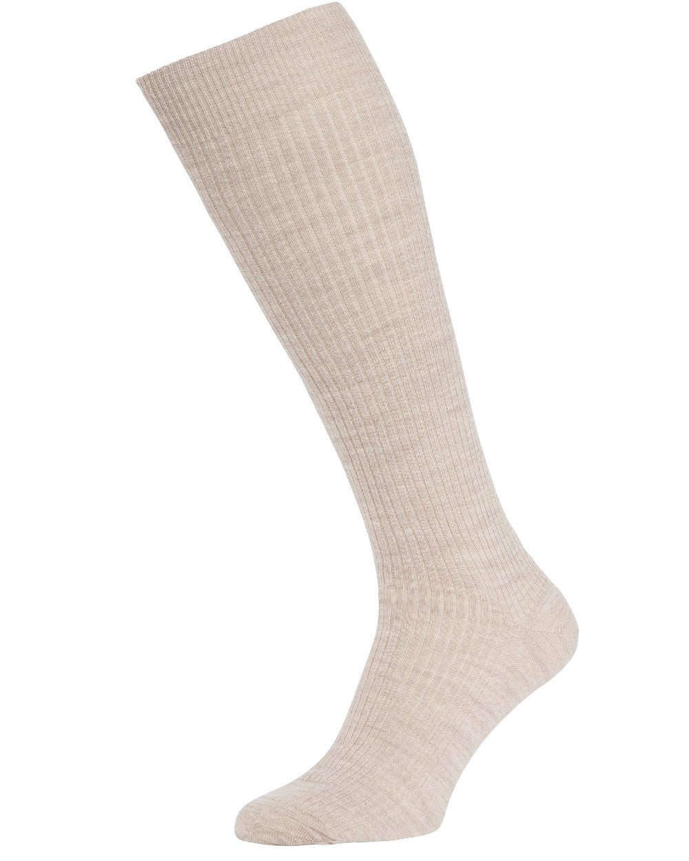 Oatmeal Coloured HJ Hall Wool Rich Immaculate Long Socks on white background 