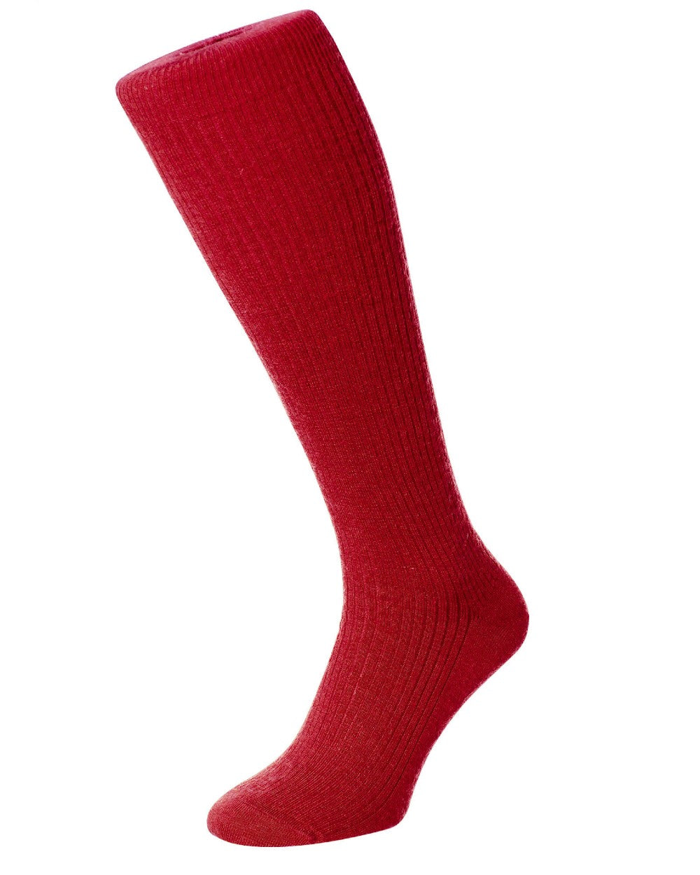 Red Coloured HJ Hall Wool Rich Immaculate Long Socks on white background 