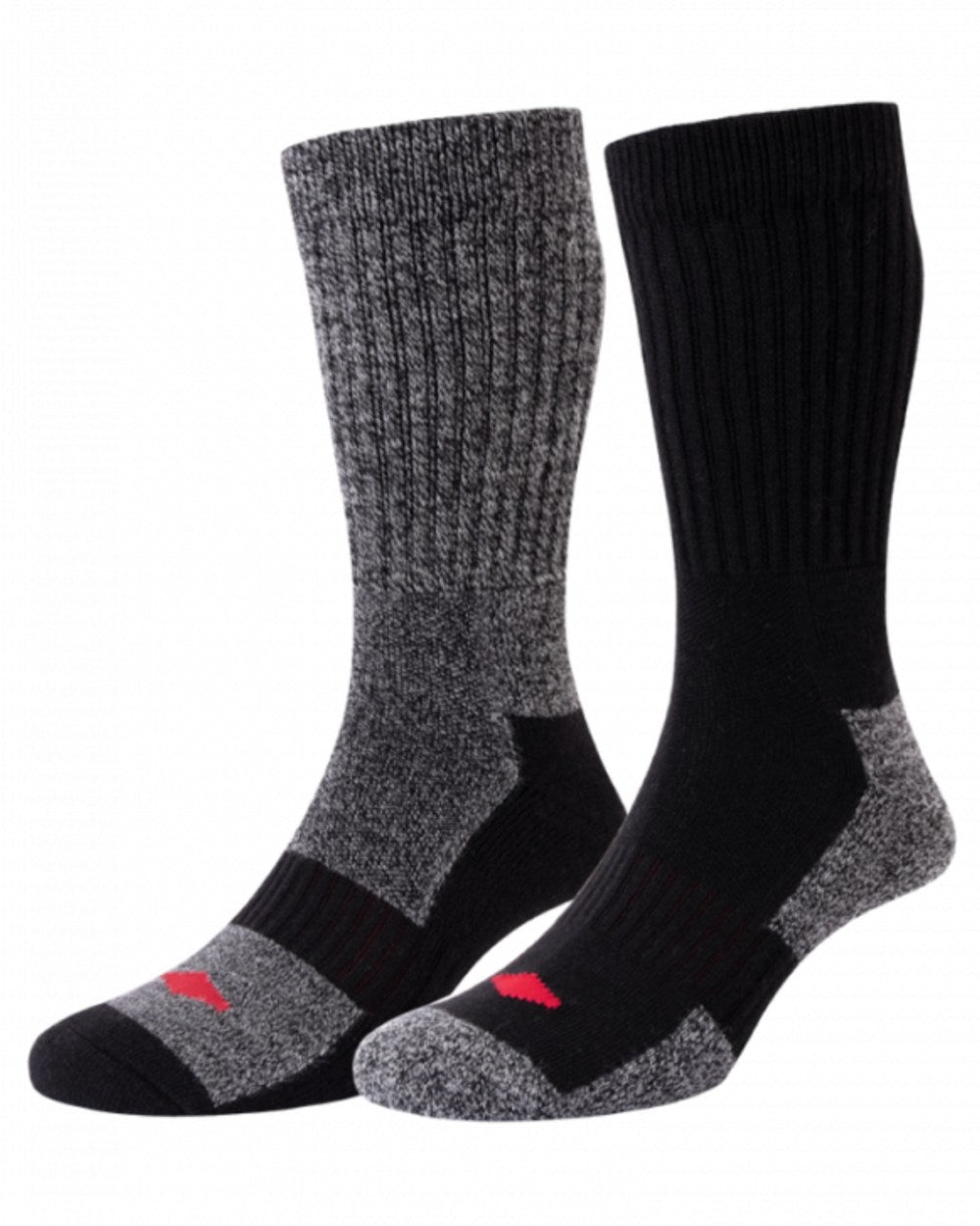 Black Grey Marl coloured HJ Hall Wool Thermal Workwear Sock 2 Pack on white background 