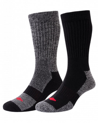 Black Grey Marl coloured HJ Hall Wool Thermal Workwear Sock 2 Pack on white background 