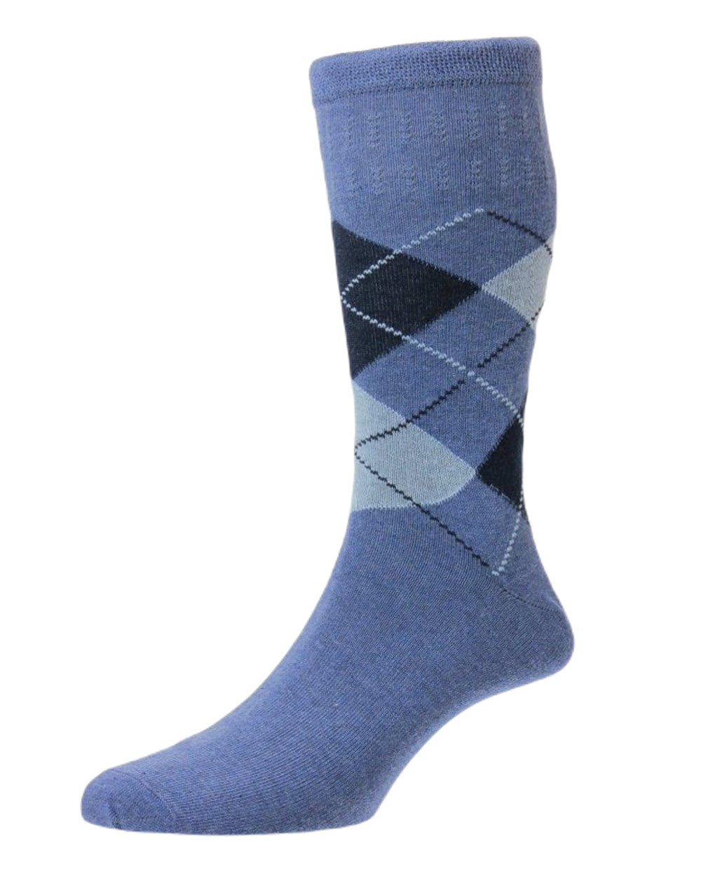 HJ Hall Argyle Cotton Softop Socks In Denim 