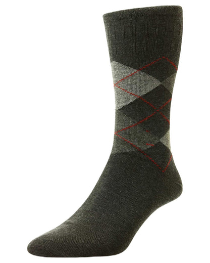 HJ Hall Argyle Cotton Softop Socks In Grey 