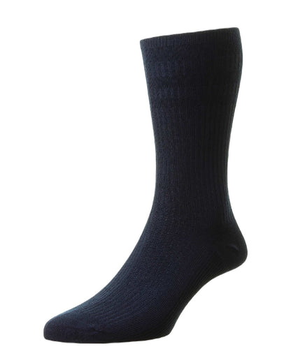 HJ Hall Bamboo Extra Wide Softop Socks In Navy 