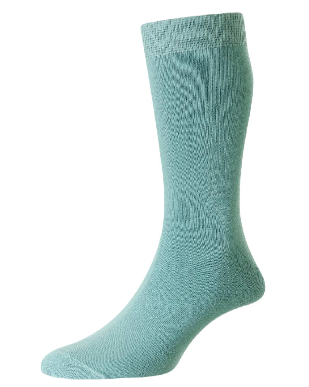 Duck Egg coloured HJ Hall Classic Cotton Fashion Socks on white background 