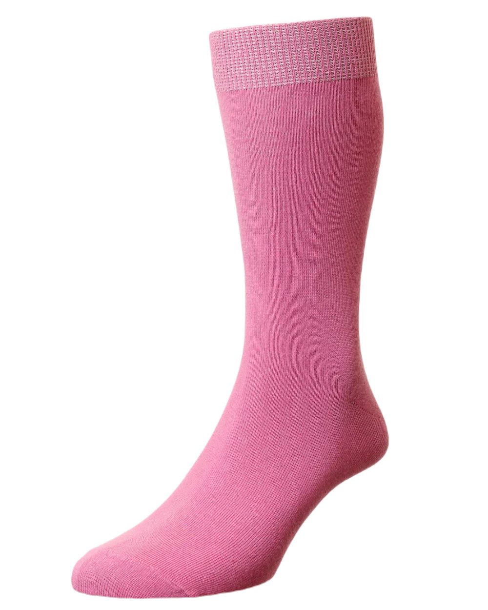 Pastel Pink coloured HJ Hall Classic Cotton Fashion Socks on white background 