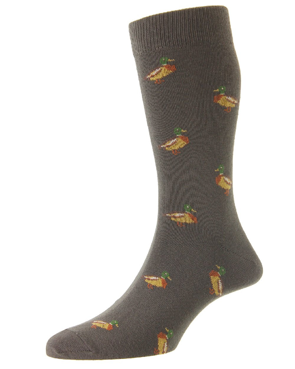 HJ Hall Farm Motif Cotton Rich Socks in Duck/Charcoal 