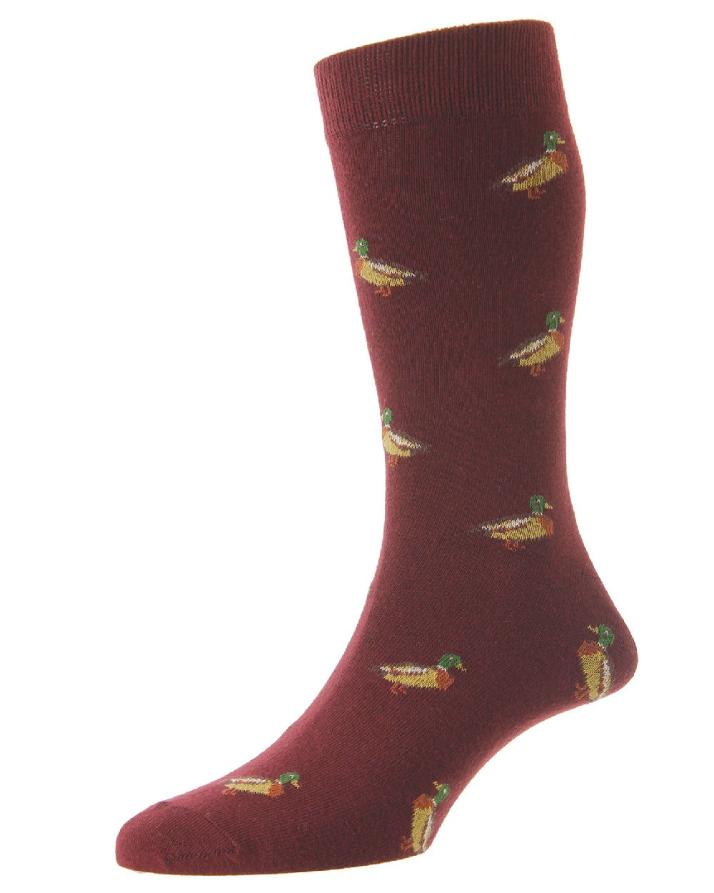 HJ Hall Farm Motif Cotton Rich Socks in Duck/Wine 