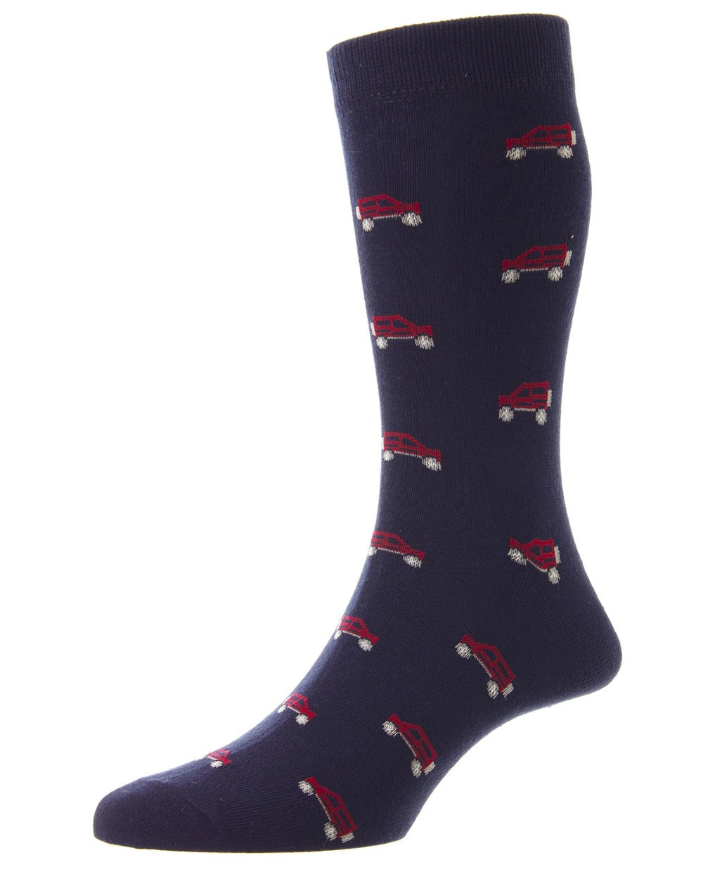 HJ Hall Farm Motif Cotton Rich Socks in SUV/Navy 