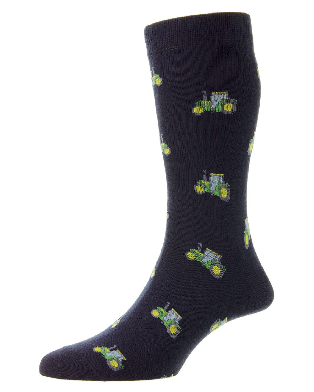 HJ Hall Farm Motif Cotton Rich Socks in Tractor/Navy 