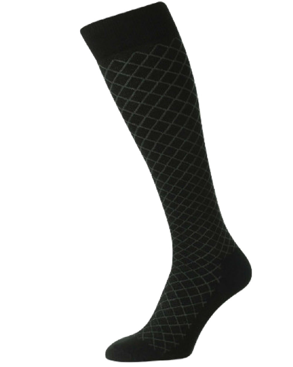 HJ Hall Flysafe Diamond Flight Sock In Black 