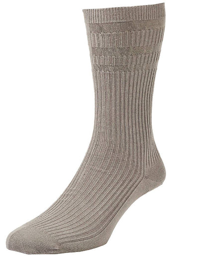 HJ Hall Cotton Extra Wide Softop Socks in Mink 