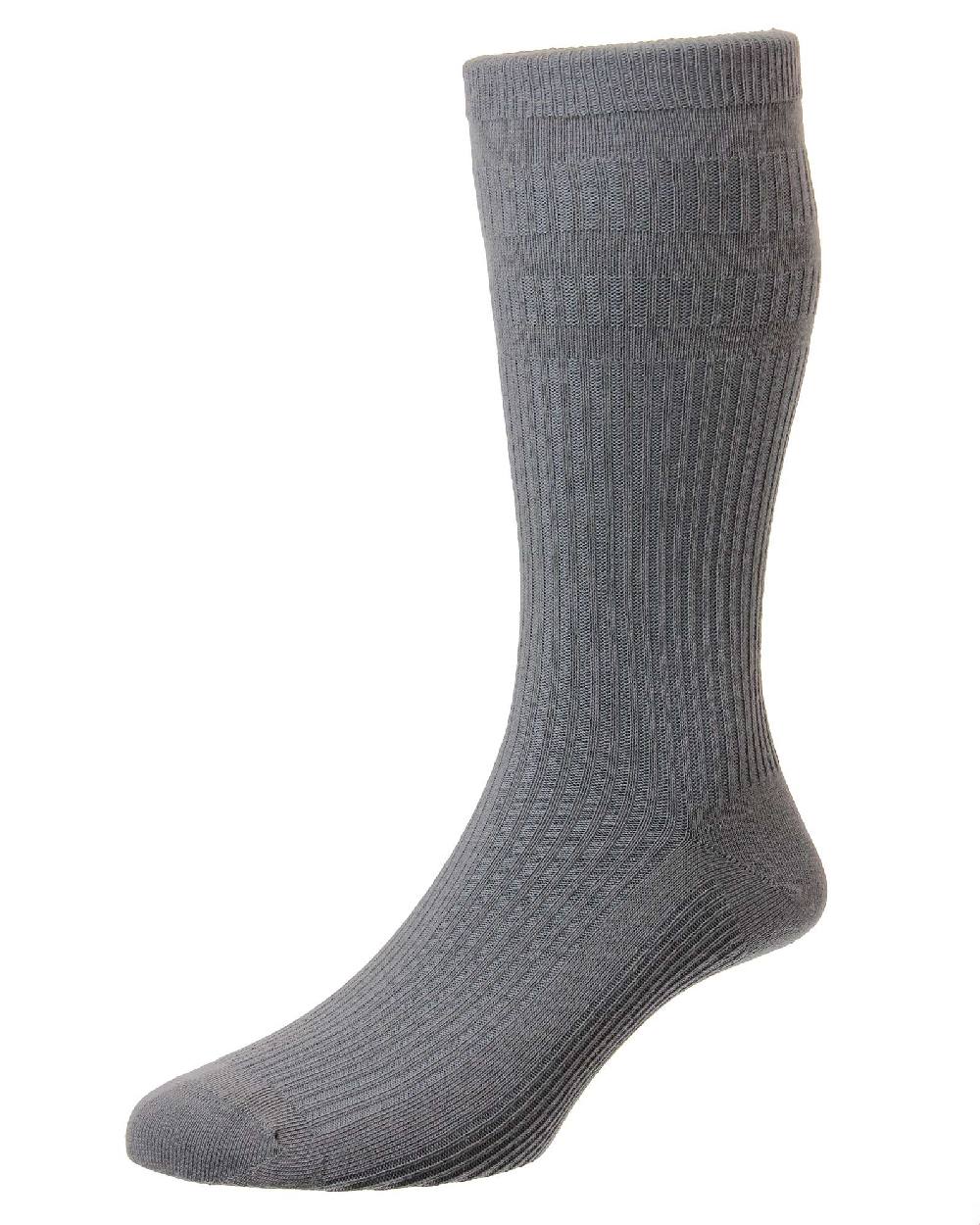 HJ Hall Original Cotton Soft Top Socks in Mid Grey 