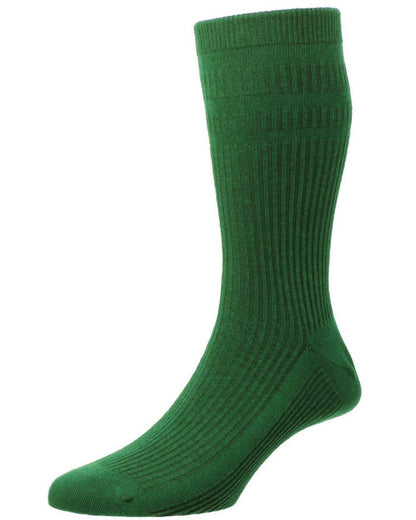 HJ Hall Original Cotton Soft Top Socks in Forest Green 