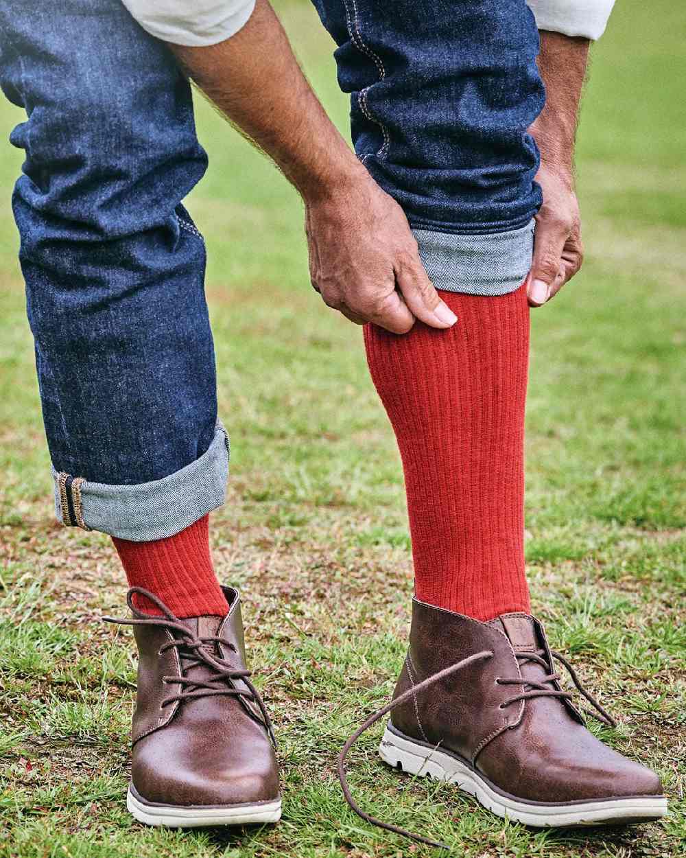 HJ Hall Wool Rich Immaculate Long Socks in Red 