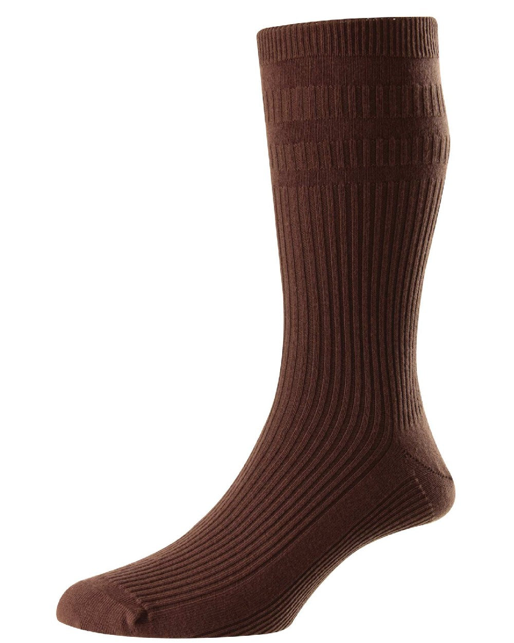 HJ Hall Original Cotton Soft Top Socks in Brown 