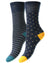 HJ Hall Daisy/Stripe Bamboo Comfort Top Socks | Twin Pack in Navy #colour_navy