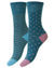 HJ Hall Daisy/Stripe Bamboo Comfort Top Socks | Twin Pack in Sea Green #colour_sea-green
