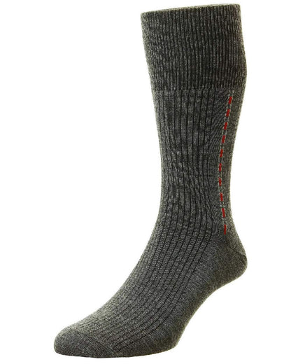 HJ Hall Fancy Panel Half Hose Socks in Mid Grey 