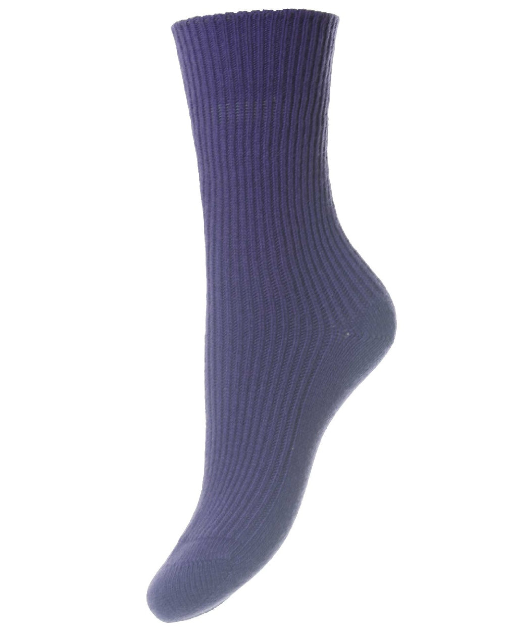 HJ Hall Cashmere Blend Turn Over Top Socks in Plum 