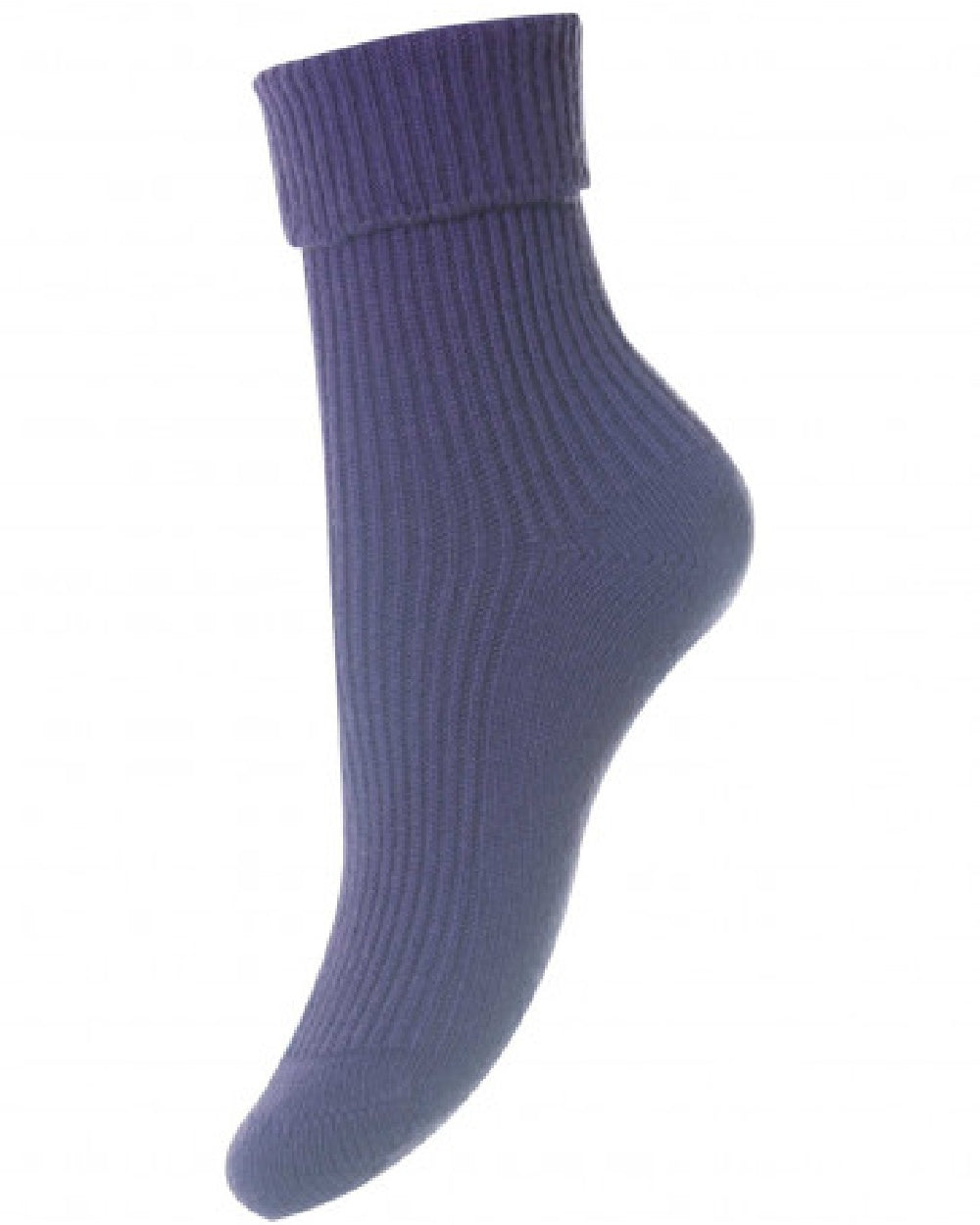 HJ Hall Cashmere Blend Turn Over Top Socks in Plum 