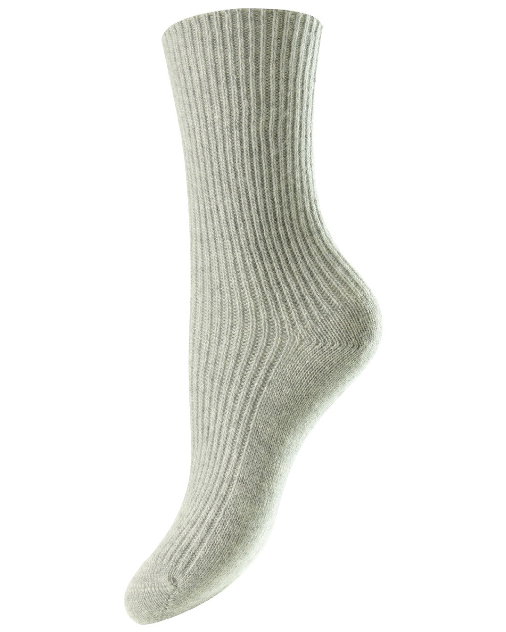 HJ Hall Cashmere Blend Turn Over Top Socks in Soft Grey 