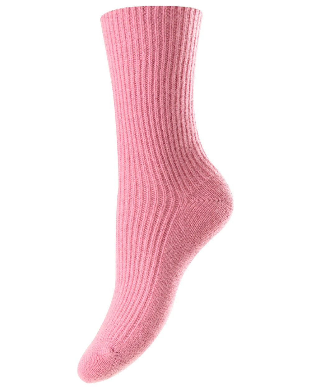 HJ Hall Cashmere Blend Turn Over Top Socks in Candy Pink 