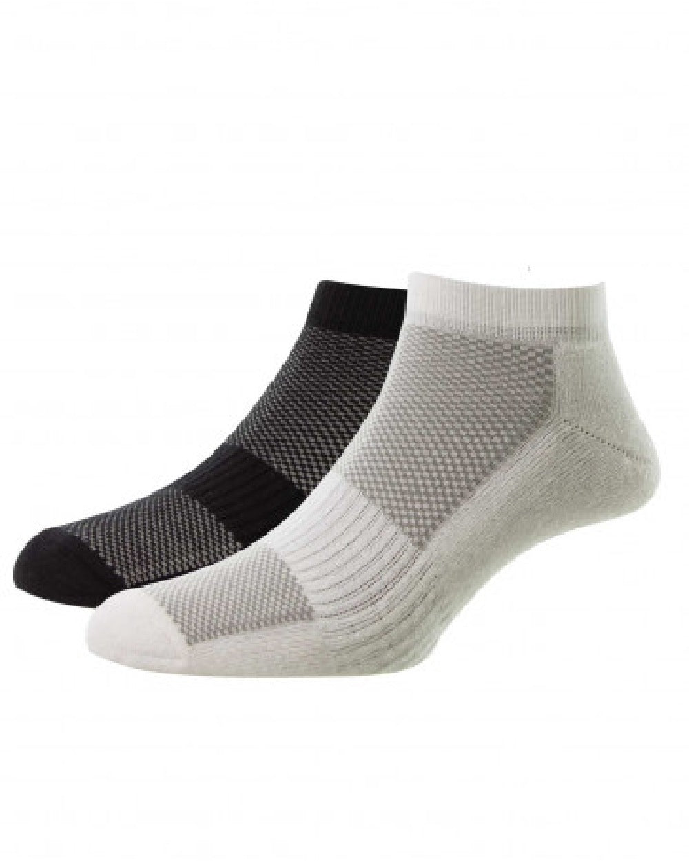 HJ Hall Bamboo Trainer Socks | Twin Pack in Black and White 